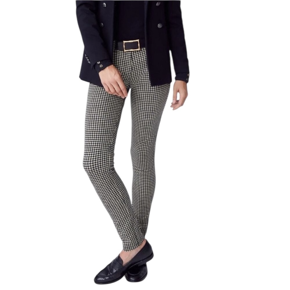 J MCLAUGHLIN HOUNDSTOOTH BLACK WHITE STRETCHY LEGGING JEGGING ANKLE PANTS 6